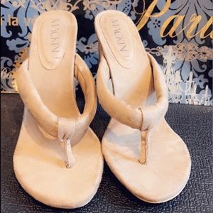 Tan Suede Thong Sandals